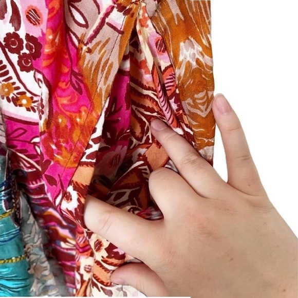 Anthropologie Multicoloured Print Patchwork Jumpsuit Flowy Pants Summer Cami - Picture 5 of 8